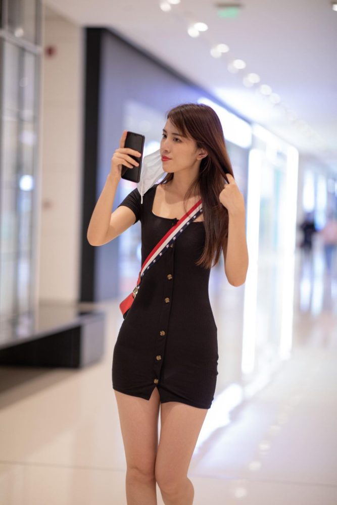 逛商场的黑色包臀裙美丽女孩【385P】00050-达塔图库